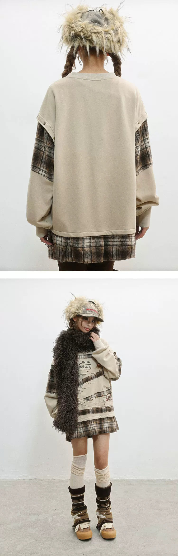 Wasteland Print Detachable Sleeve Sweatshirt