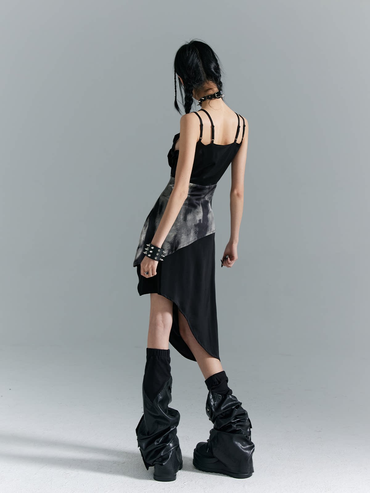 Drawstring Asymmetrical Hem Camisole Midi Dress