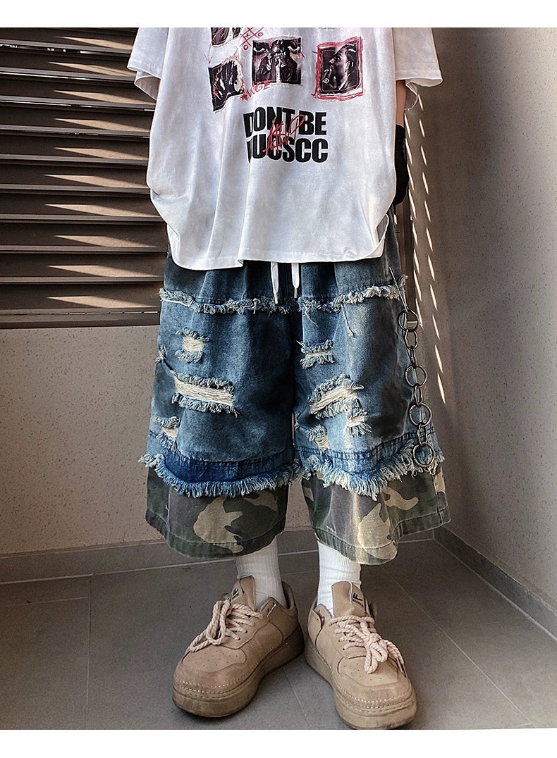 Hip Hop Camouflage Ripped Jorts
