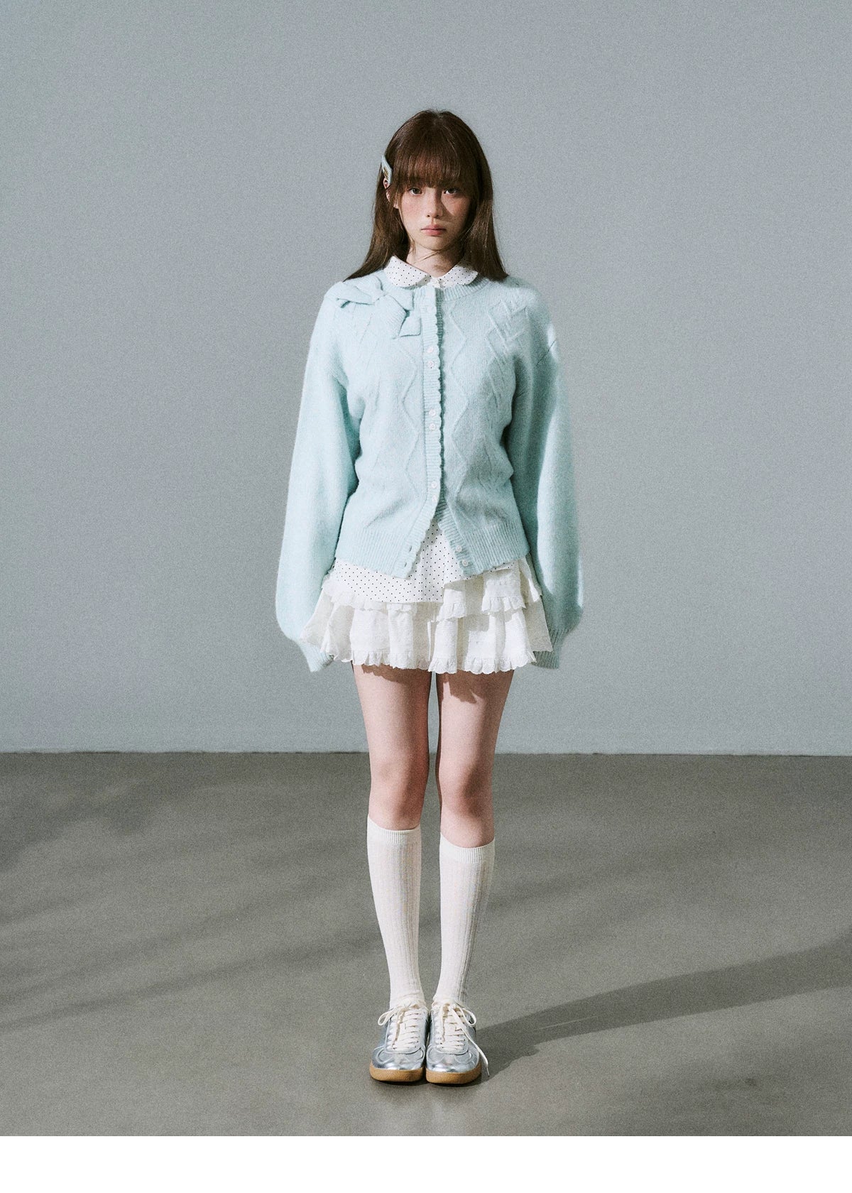 Moonlight Silhouette Bow Detail Wool Knit Cardigan