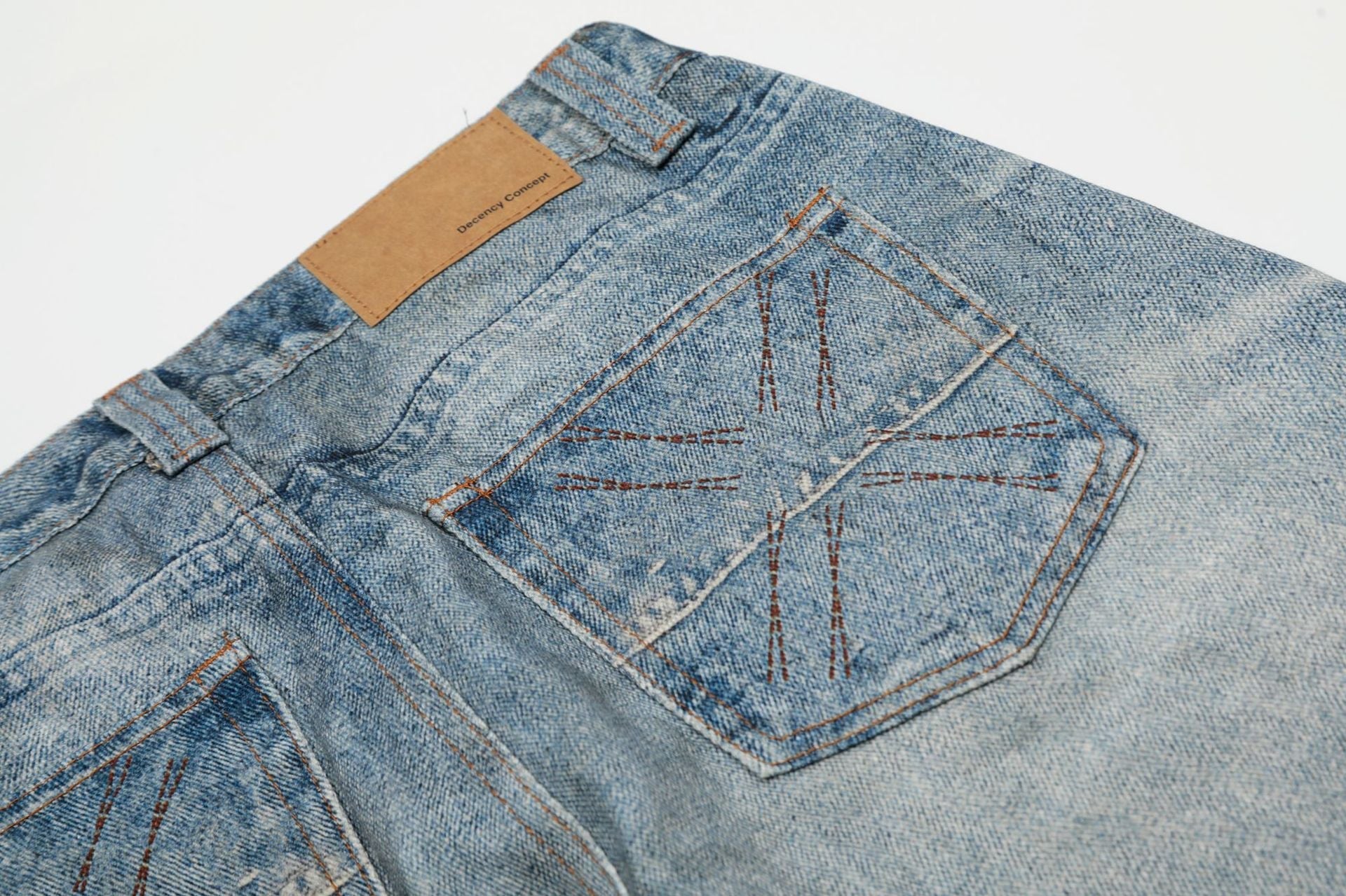 Digital Print Chain Wide Leg Denim Jeans