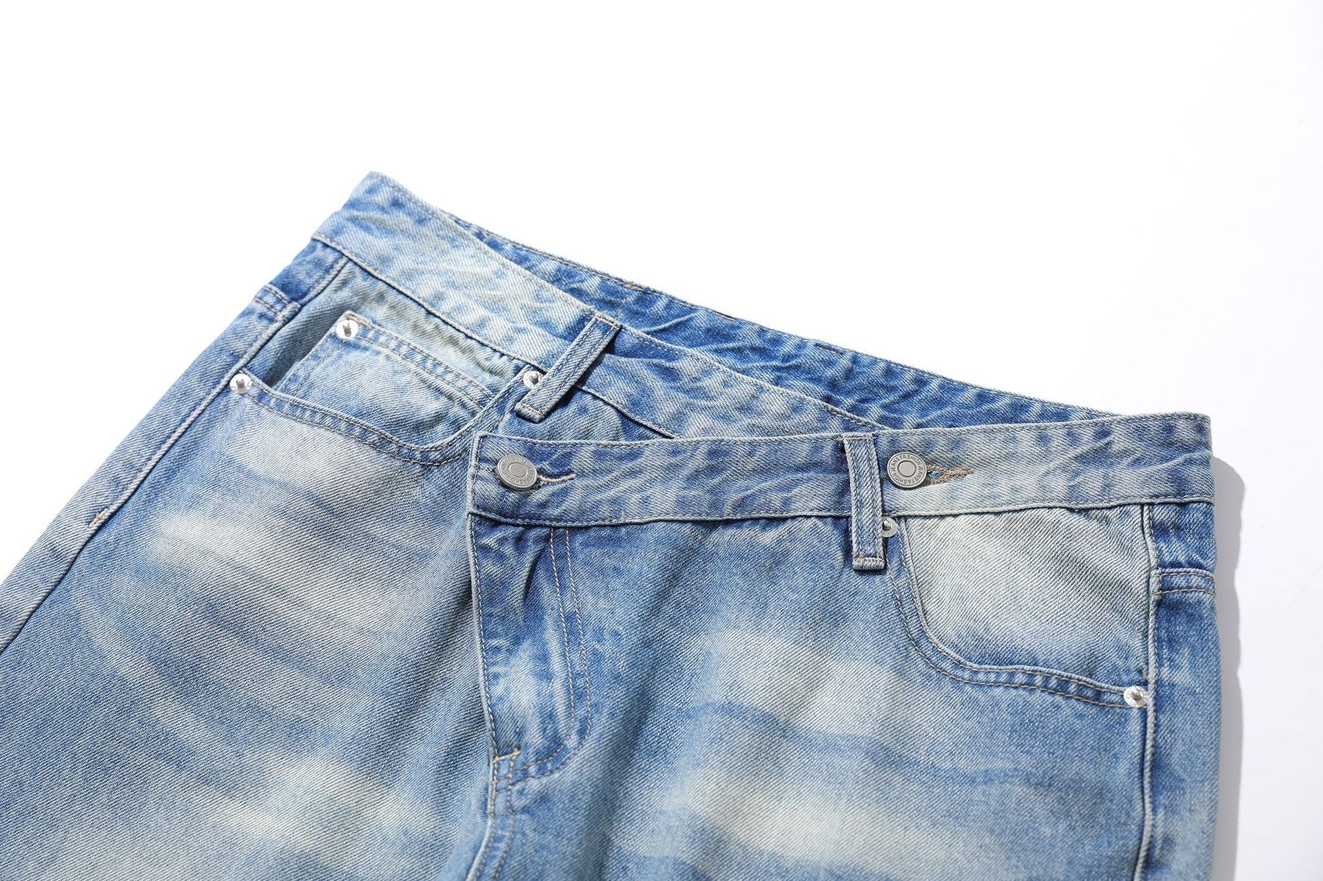 Dirty Washed Irregular Flare Denim Jeans