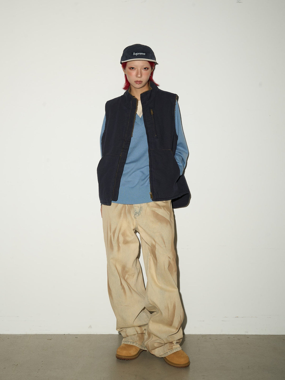 Tie-Dye Washed Damage Wide Leg Denim Jeans