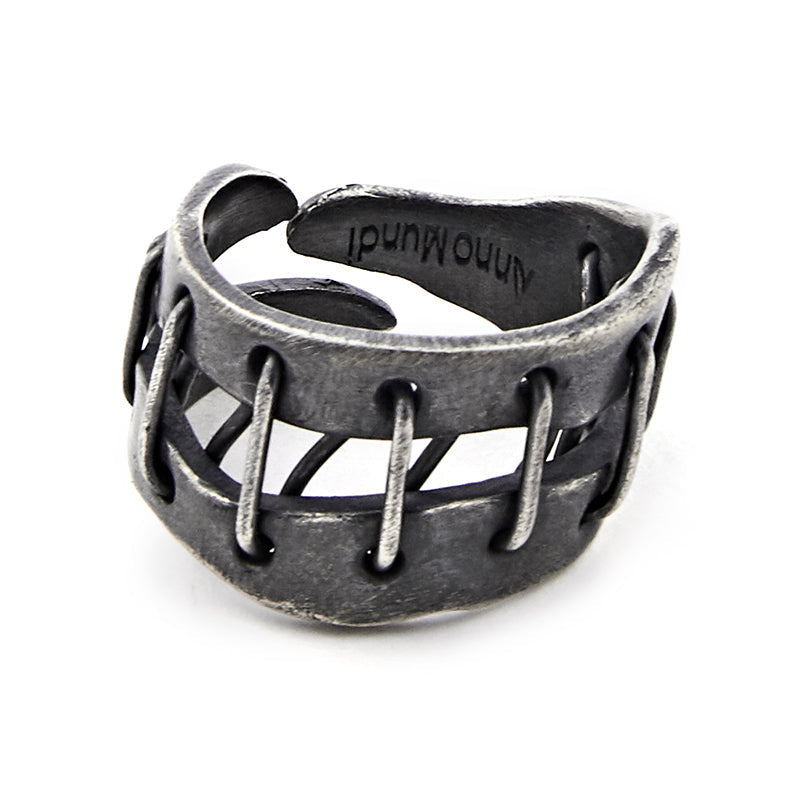 Dark Heavy Strap Silver Ring