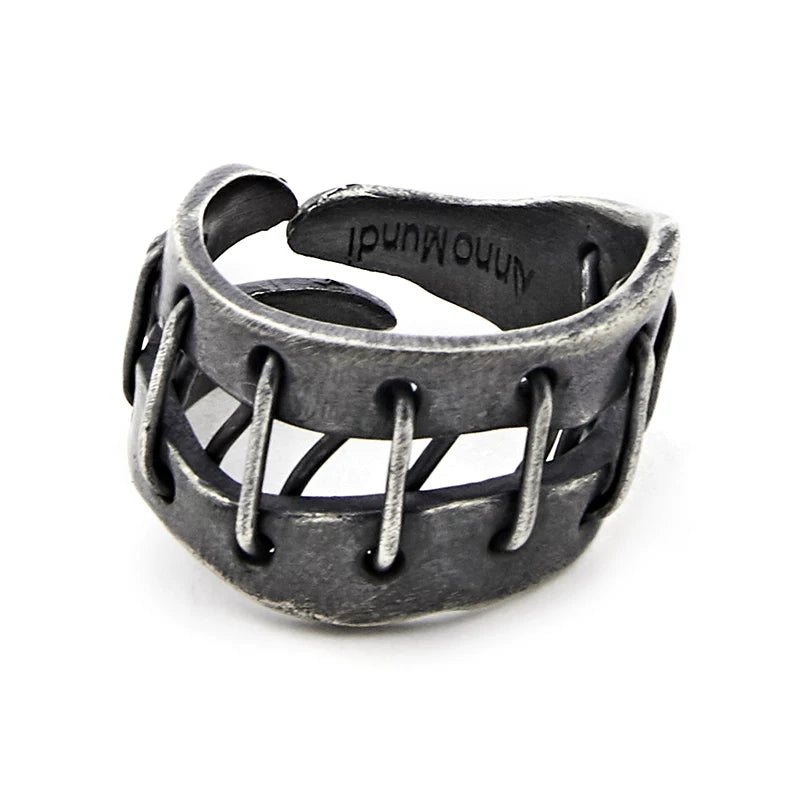 Dark Heavy Strap Silver Ring