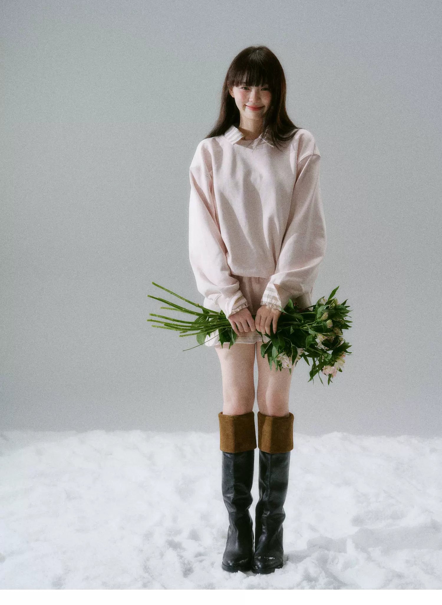 Skin-Friendly Sweatshirt & Short Skirt Setup