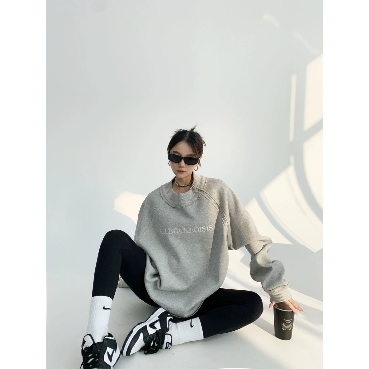 Side Zipper Design Oversized Heavyweight Sweatshirt