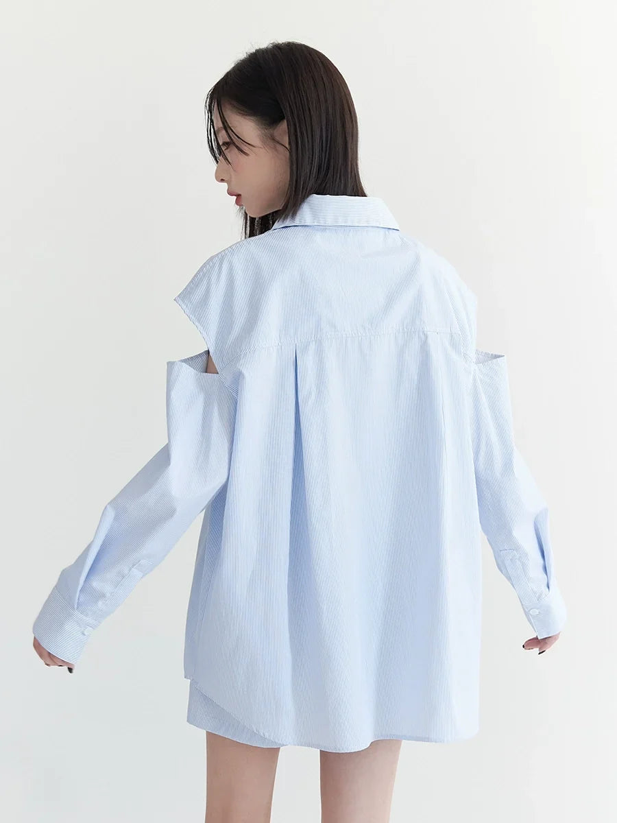 Oversize-Langarmshirt mit Schlitz & Shorts-Set