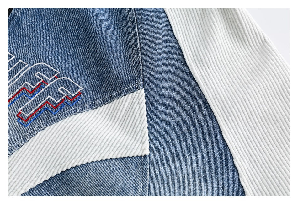 Veste en jean patchwork coupe ample