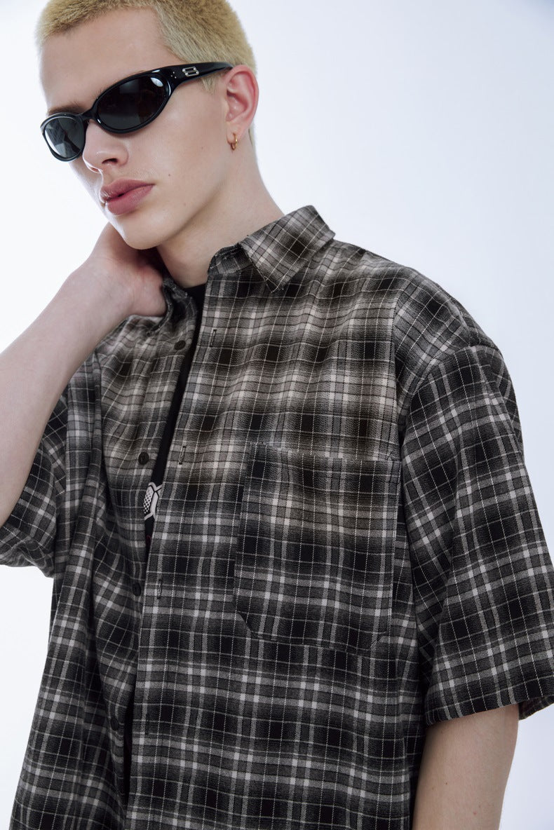 Plaid Oversized Gradient Heavyweight Shirt