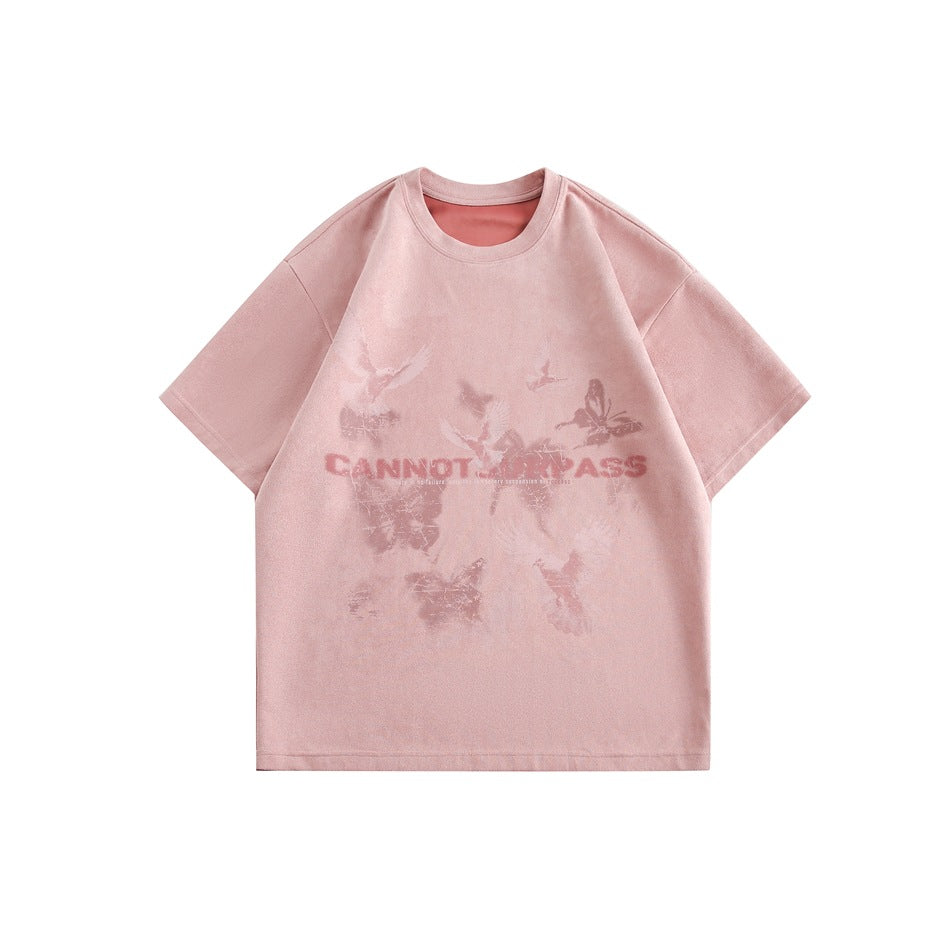 Faded Butterflies Graphics Loose T-shirt