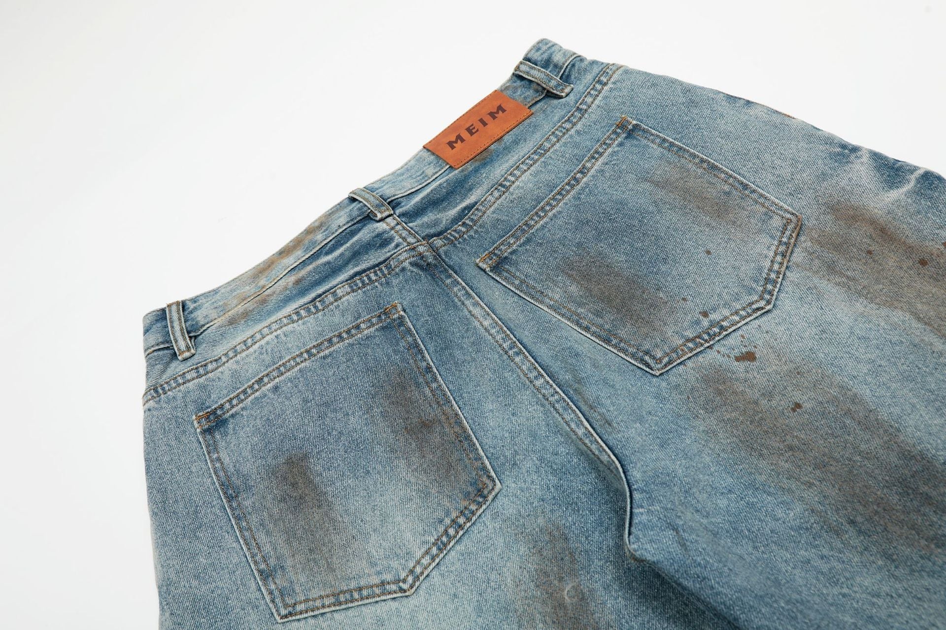 Washed Damage Barrel Denim Jeans