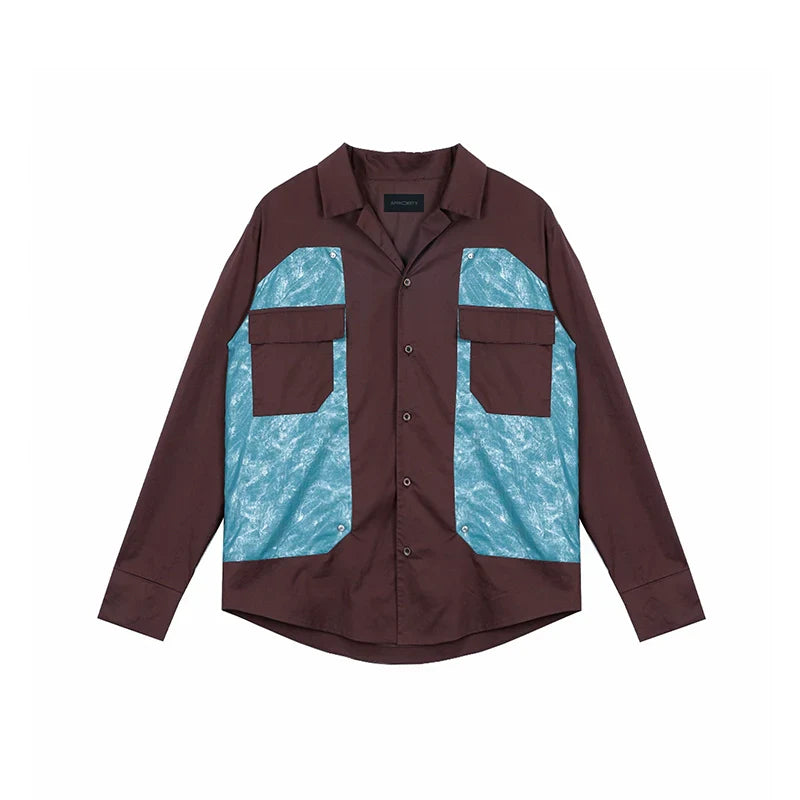 Colorblock Patchwork Long Sleeve Shirt