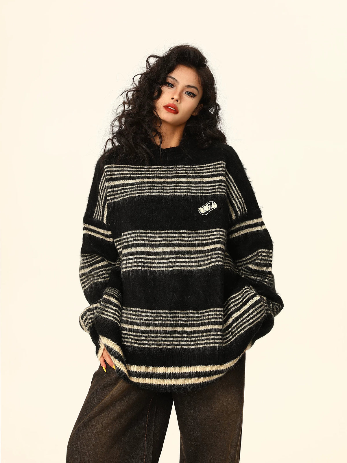 Oversized Striped Knit Sweater