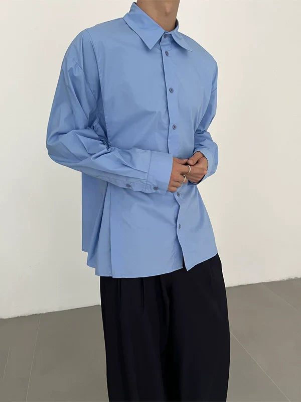 Adjustable Waist High Slit Long Sleeve Shirt