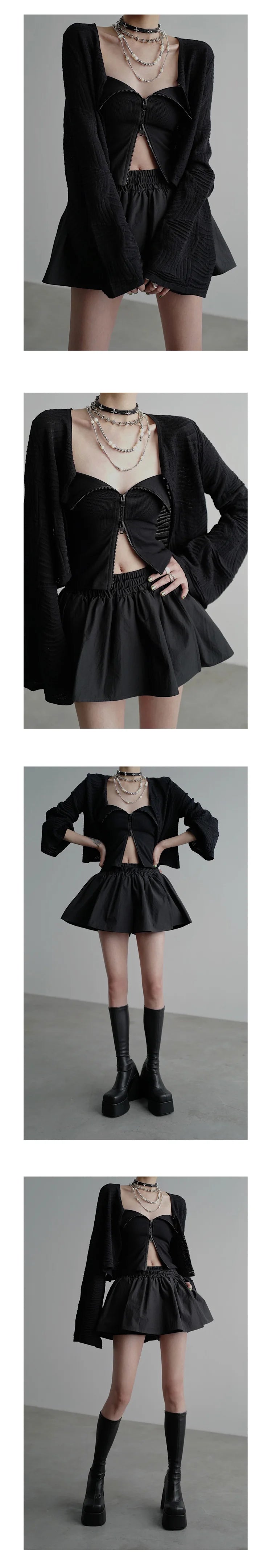 Zipper Tube Top & Short Sleeve T-Shirt