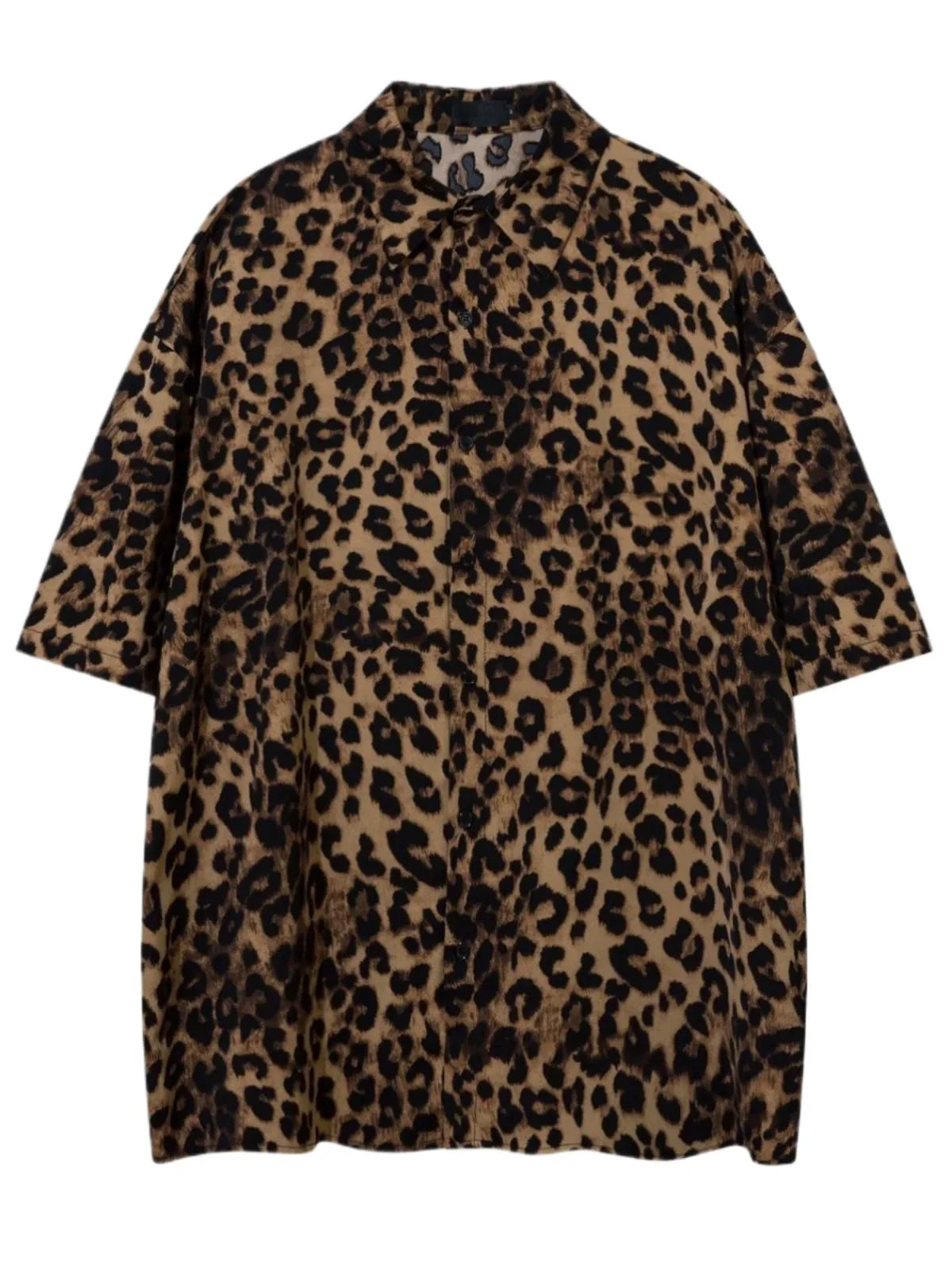 Leopard Print Oversize Short Sleeve Shirt