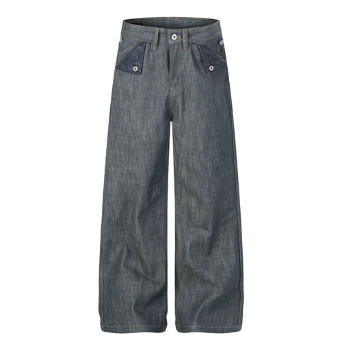 Raw Wide-Leg-Jeans - Grün / S