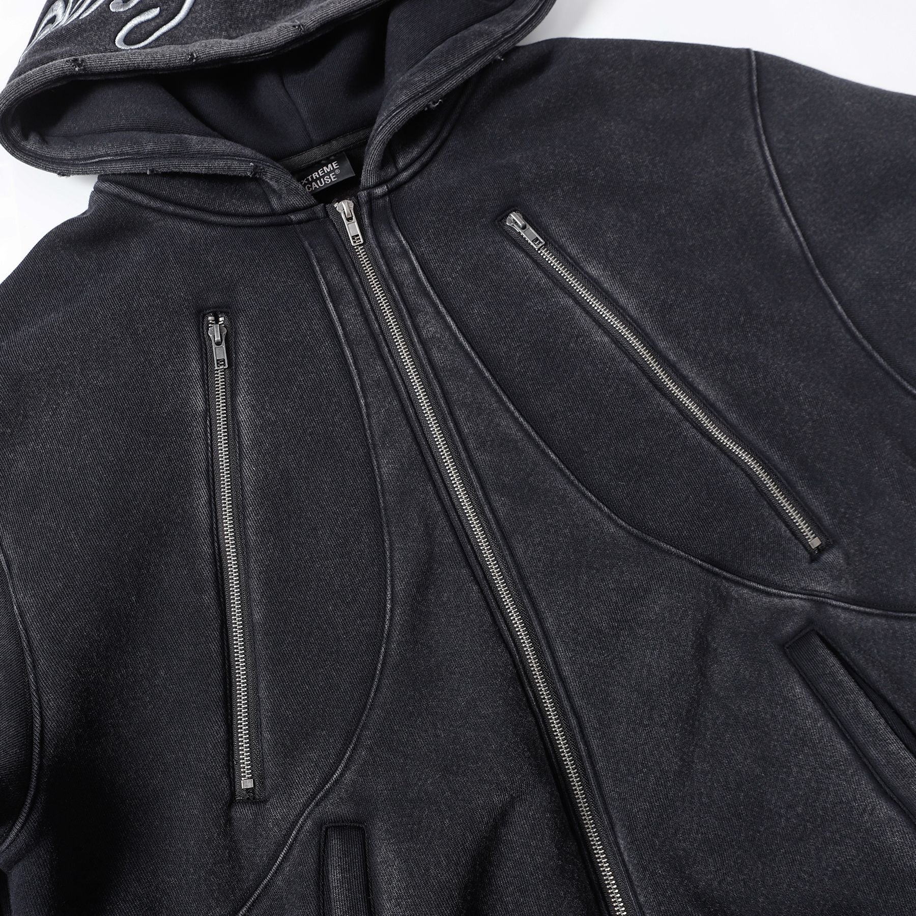 Washed Fleece Linning Zipper Hoodie