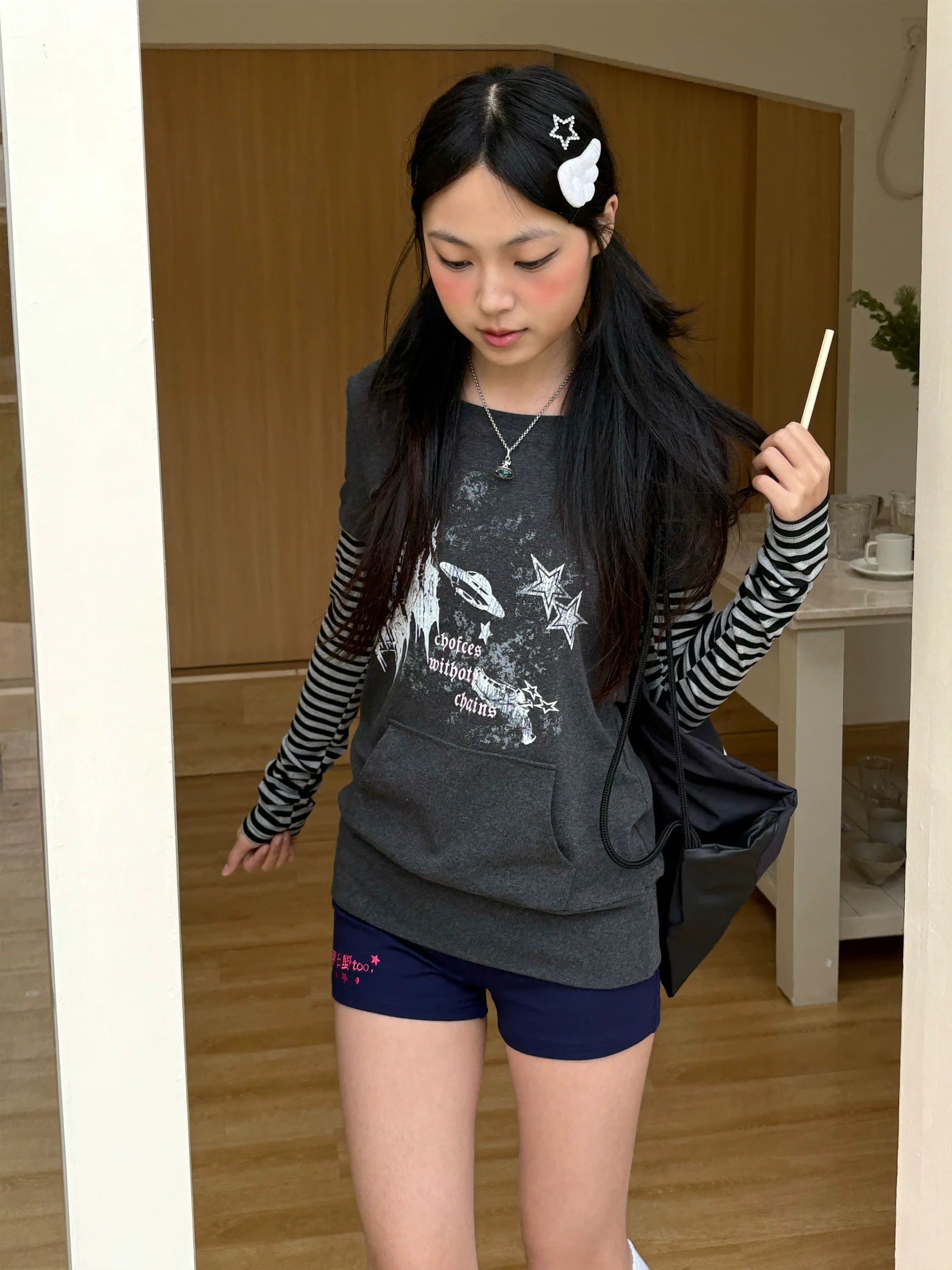 Stripe Patchwork Pullover Hoodie