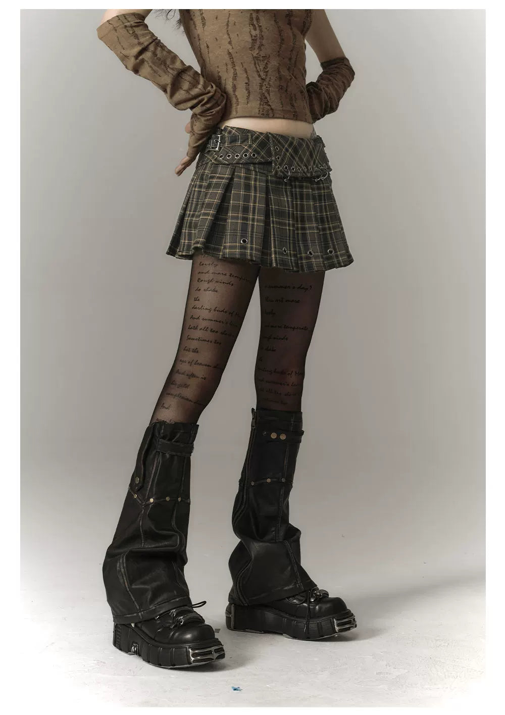 Plaid Pleats High-Waist Short Skirt