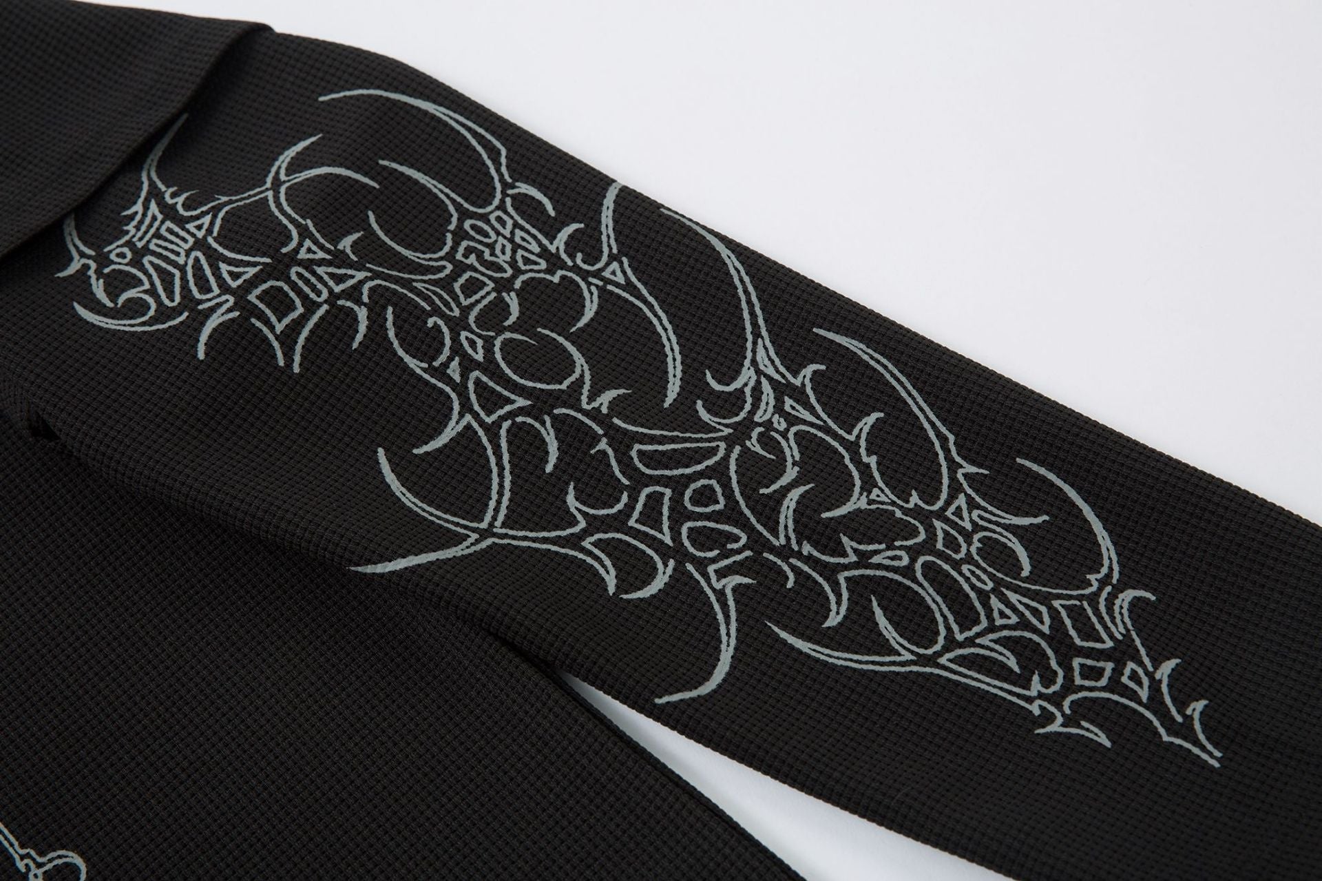 Graffiti Print Fake Layered Waffle Long Sleeve T-Shirt