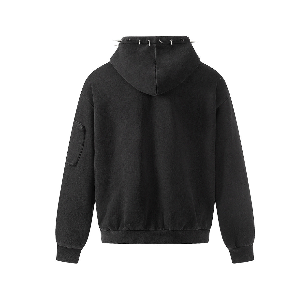 Heavyweight Rivet Washed Damage Zipper Hoodie