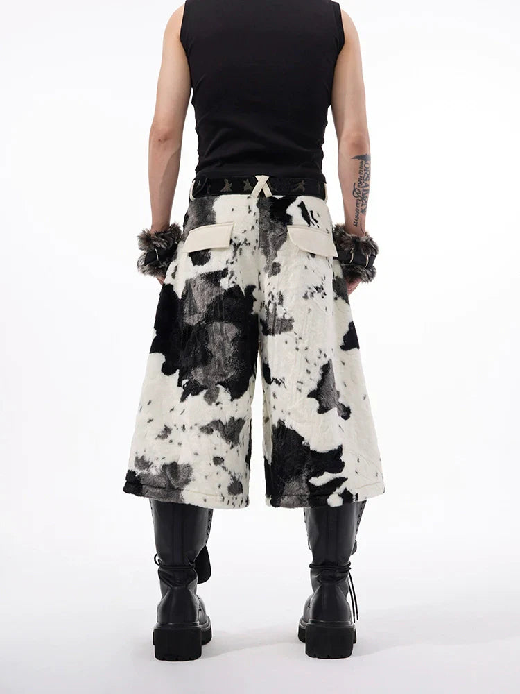 Patchwork Milk Fleece Fake Fur Short