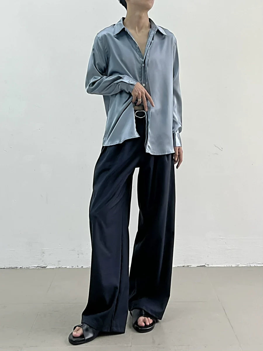 Satin-Touch Long Sleeve Shirt
