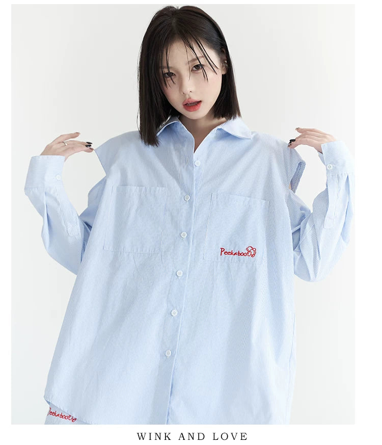Oversize-Langarmshirt mit Schlitz & Shorts-Set