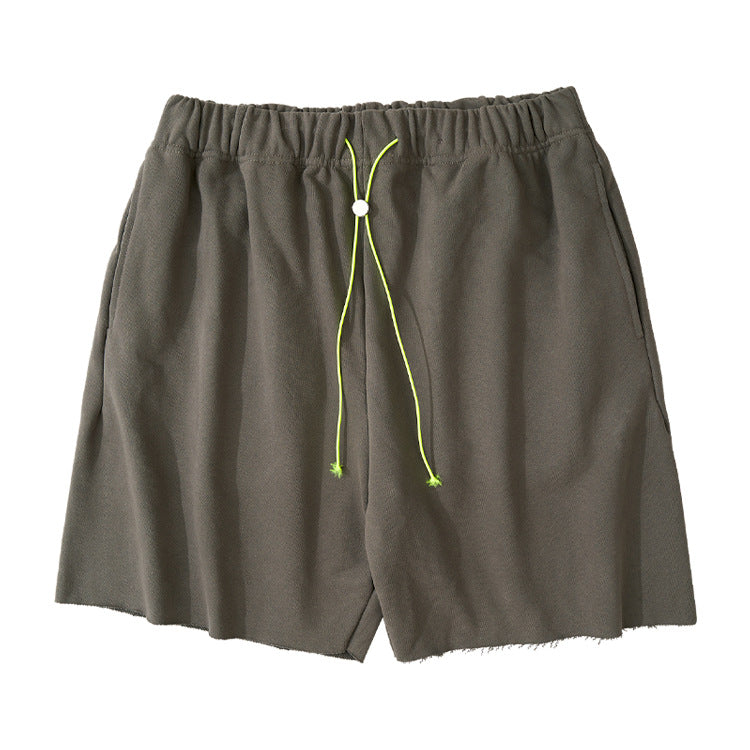Frayed Hem Drawstring Cotton Short Pants