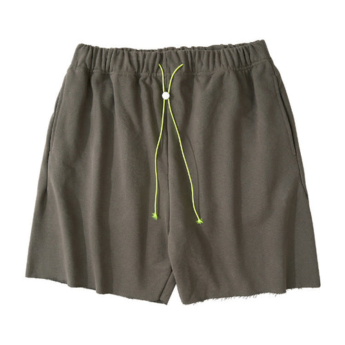 Short en coton à ourlet effiloché et cordon de serrage - gris / S