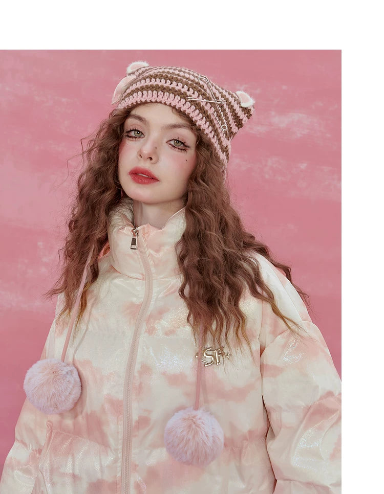 Oversize High-Neck White Duck Down Jacket