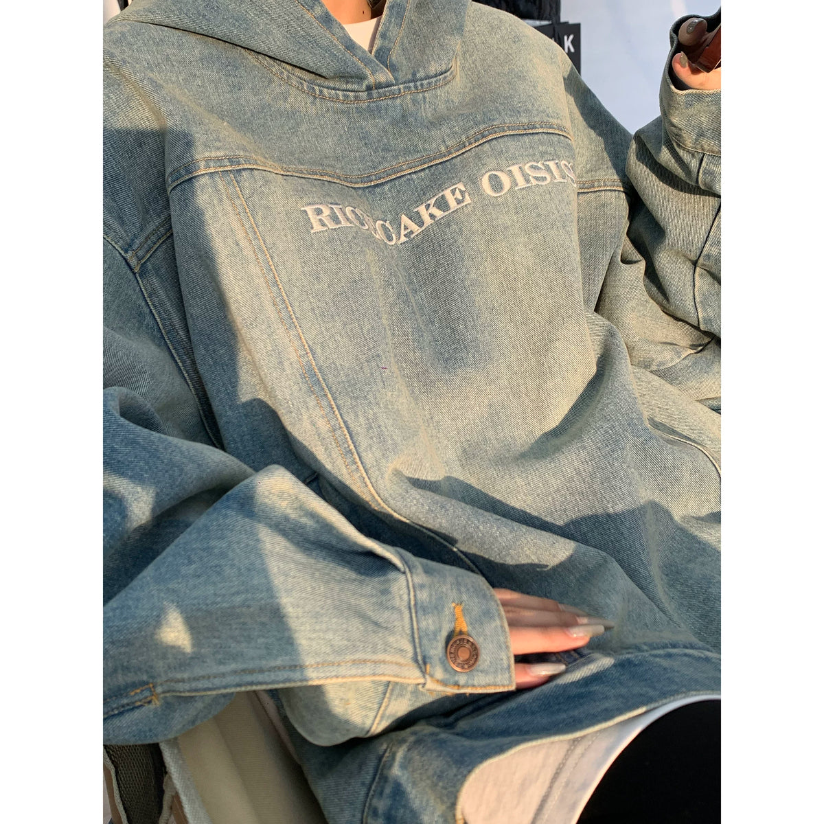Sweat à capuche en jean oversize