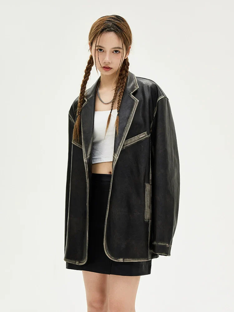 PU Leather Tailored Jacket