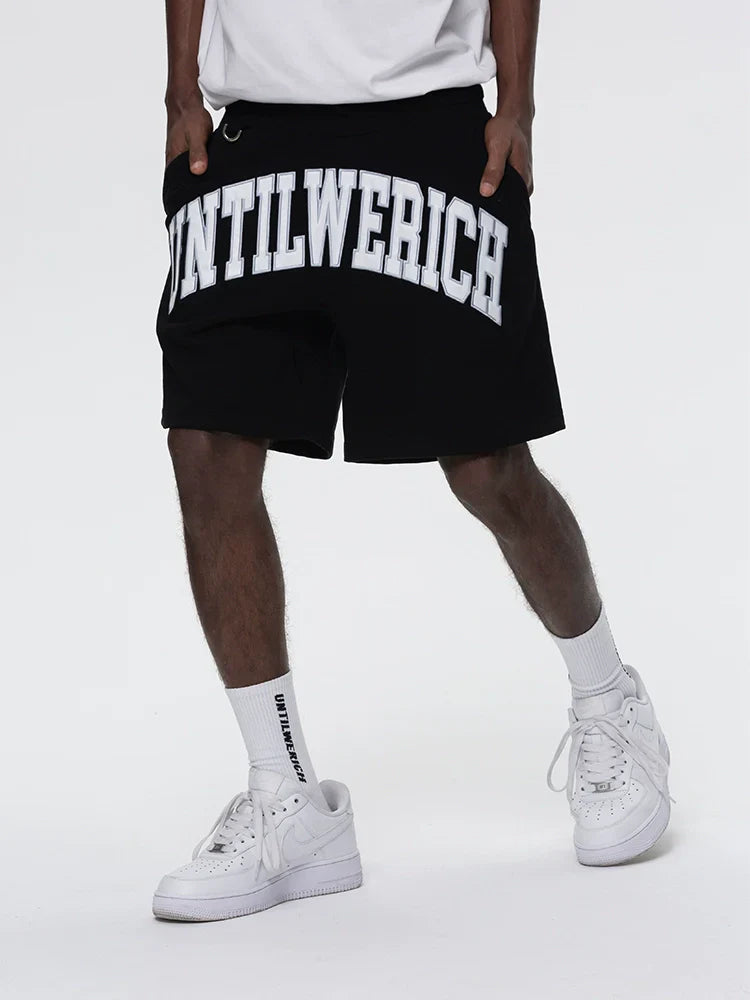Graphic Letter Drawstring Sporty Short Pants