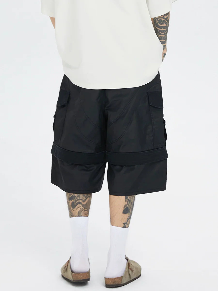 Wax-Coated Multi-Pocket Short Cargo Shorts