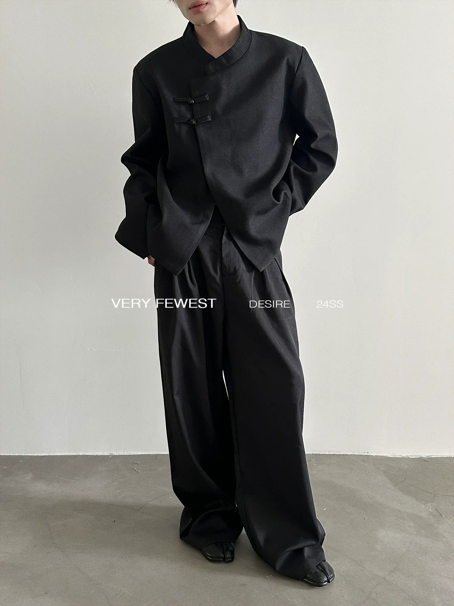 Stand Neck Shoulder Pad Double Plate Buckle Jacket