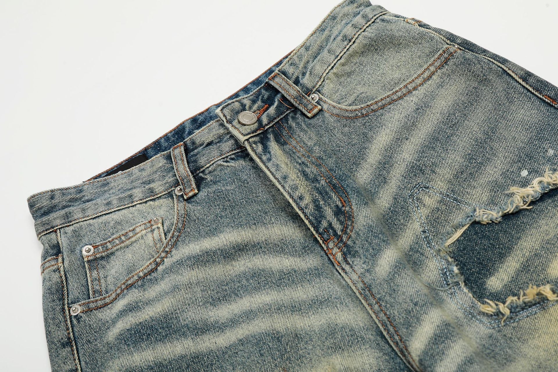 Dirty Washed Damage Flare Denim Jeans
