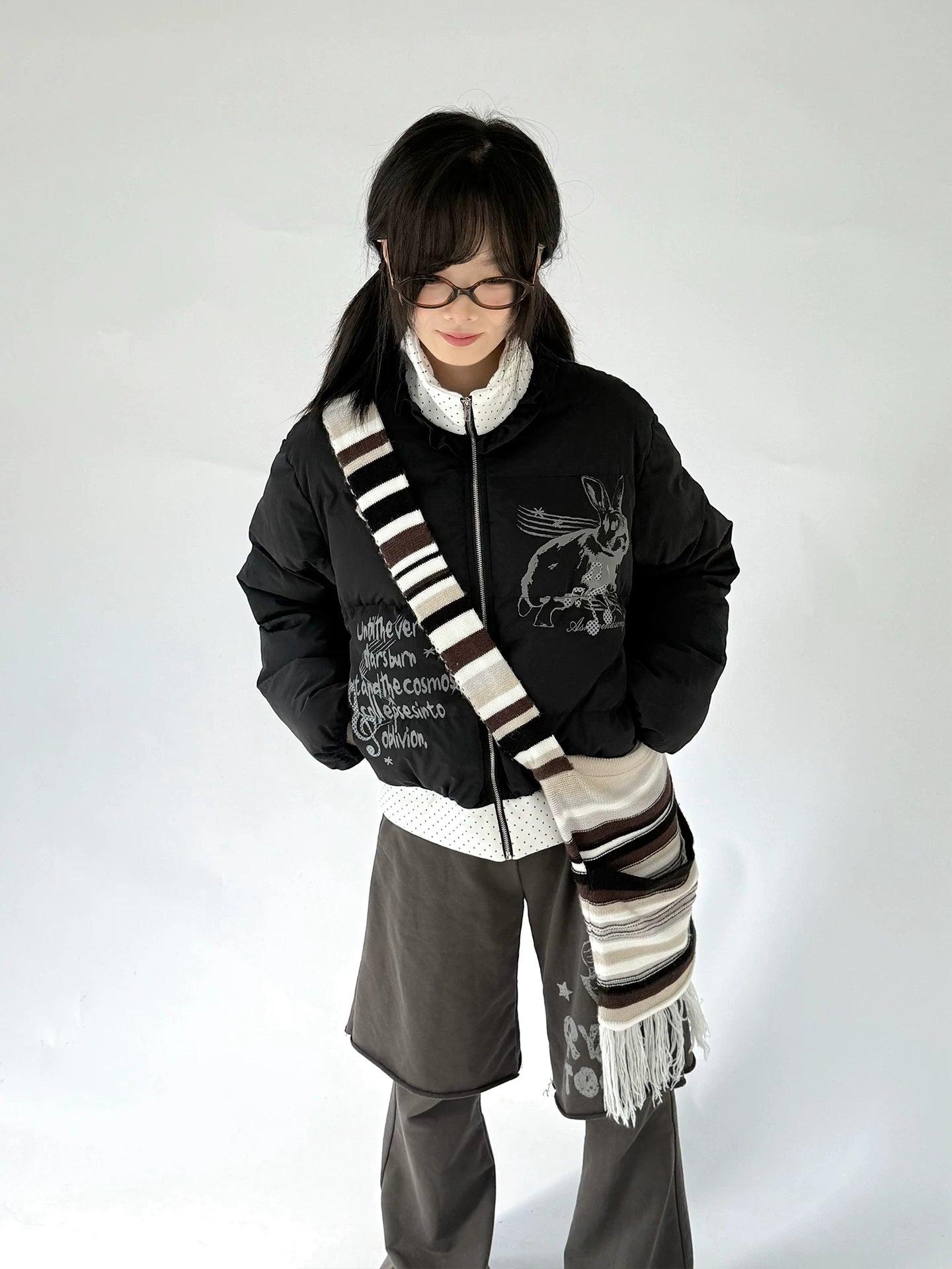 Fake Layered Half Flare Low Rise Pants