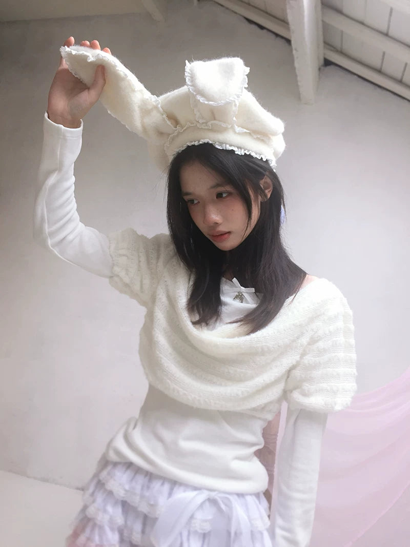 Wire Bunny Ear Lace Beret Hat
