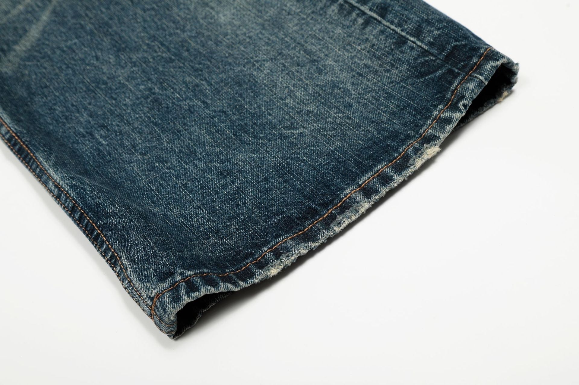 Damage Whisker Wash Straight Denim Jeans