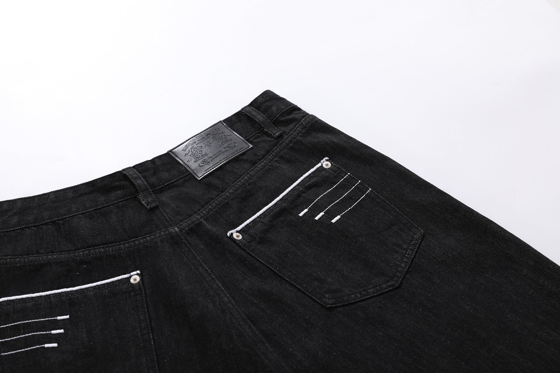 Embroidery Stripe Denim Jort