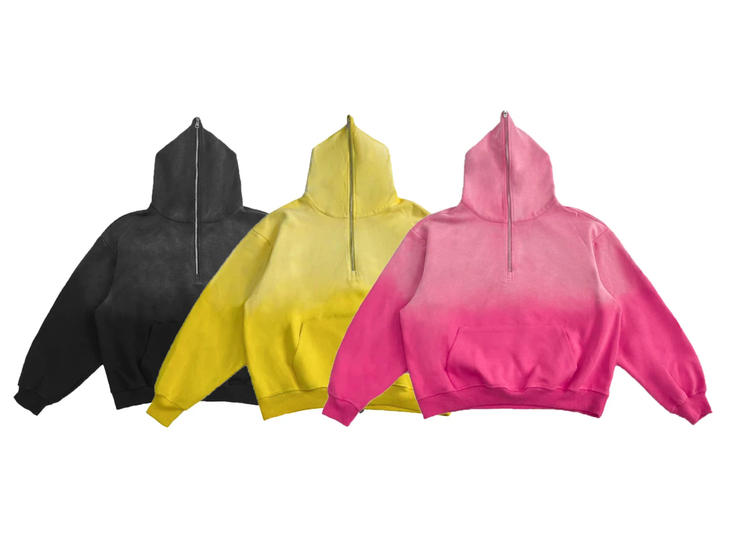 Gradient Half Zip Oversize Hoodie