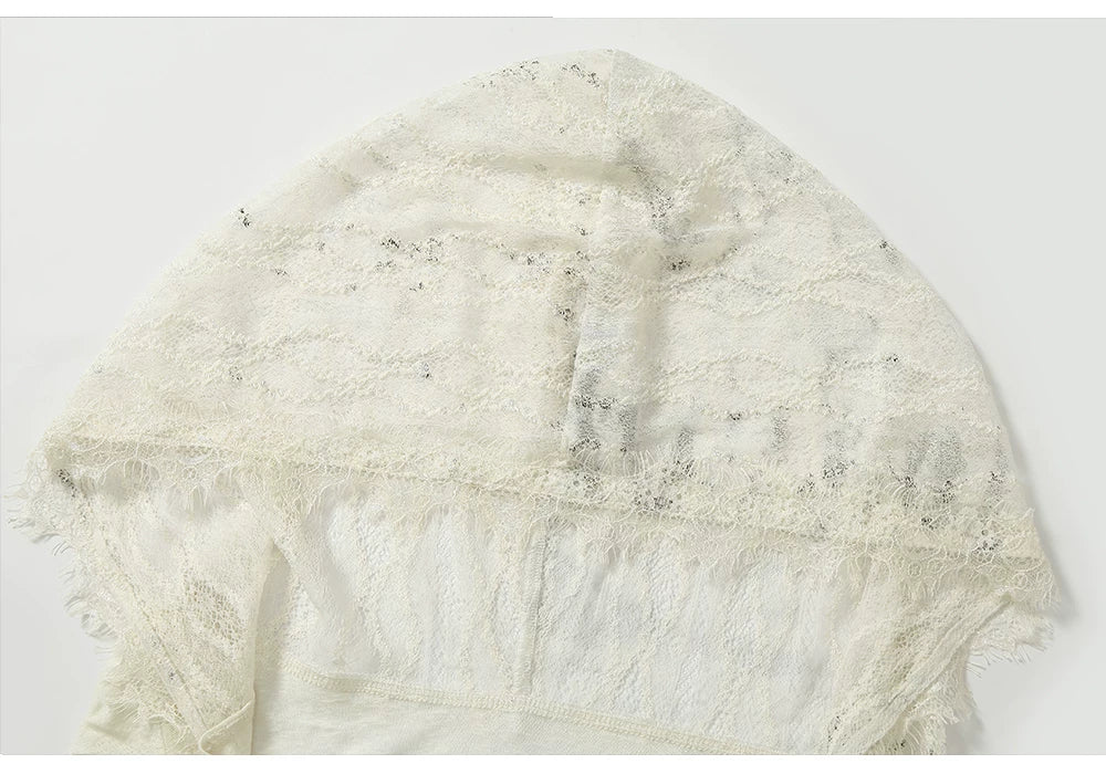 Lace Hooded Asymmetric Ruffle Dress