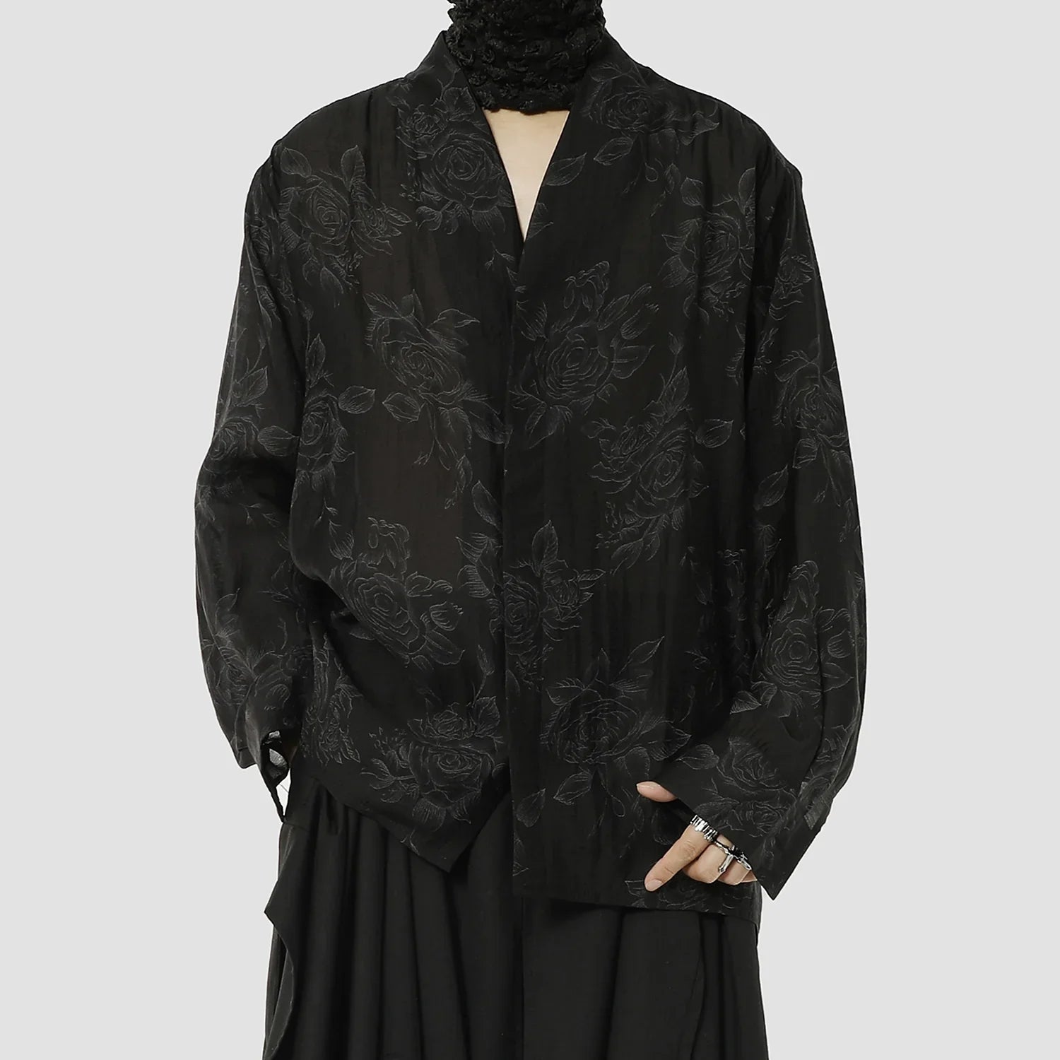 Floral Print Oversize Long Sleeve Shirt
