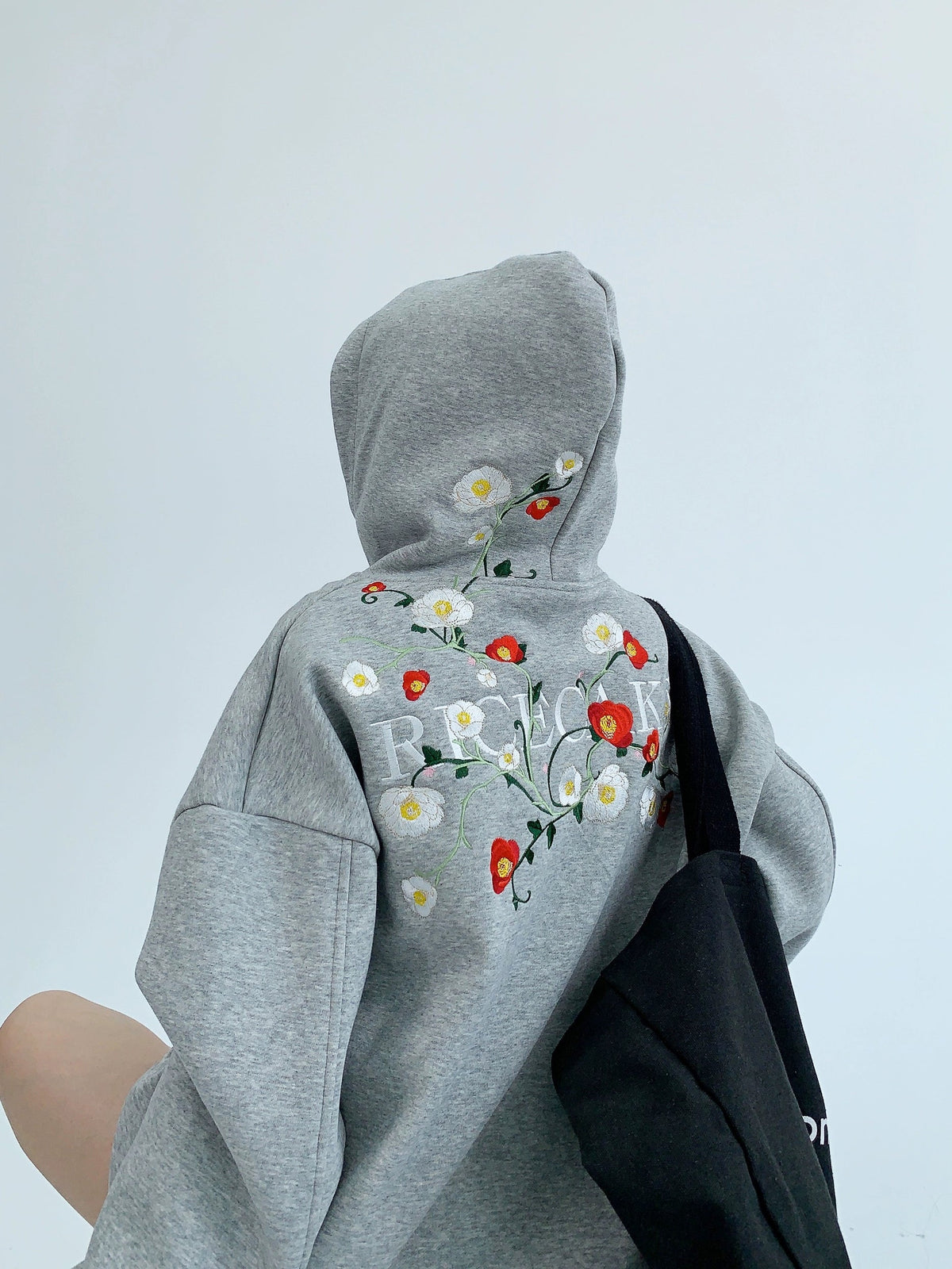 Flower Embroidery Oversized Hoodie