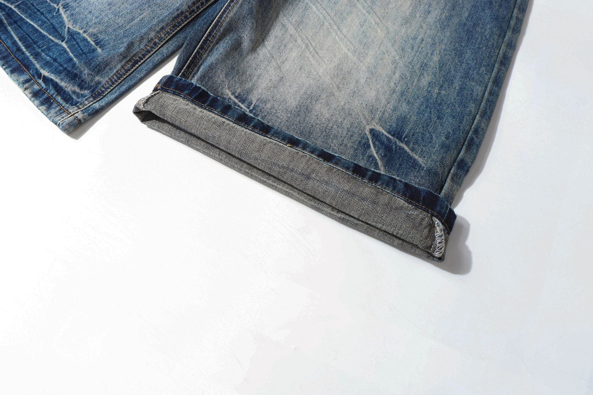 Washed Lightning Drawstring Denim Jort