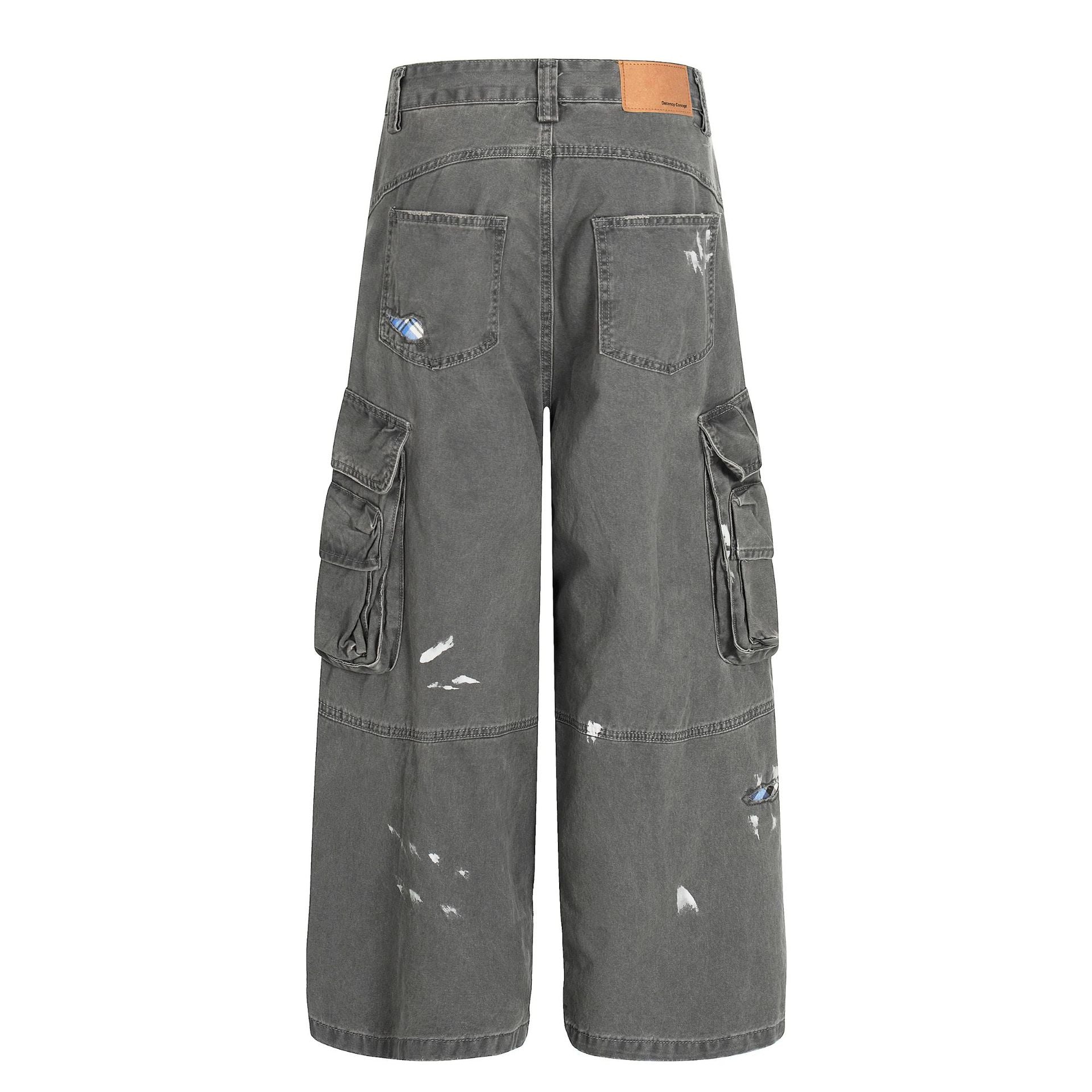 Damage Dirty Wide Leg Curved Cargo Pants