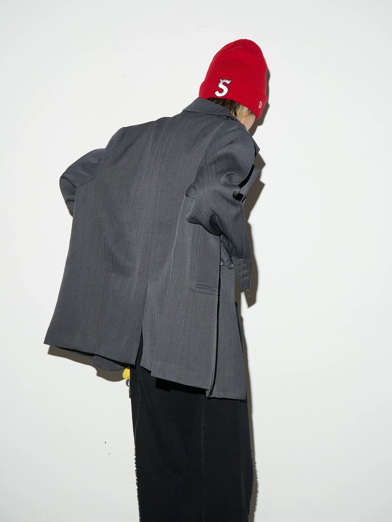 Shoulder-Pad Draped Tailored Jacket & Trousers Setup